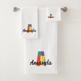 クラシック文字A色モノグラムの バスタオルセット