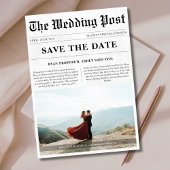 クラシック新聞スタイルロマンチック結婚写真 セーブザデート