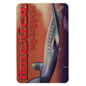 クラシック旅客機 アメリカ旅行ポスター マグネット (縦)
