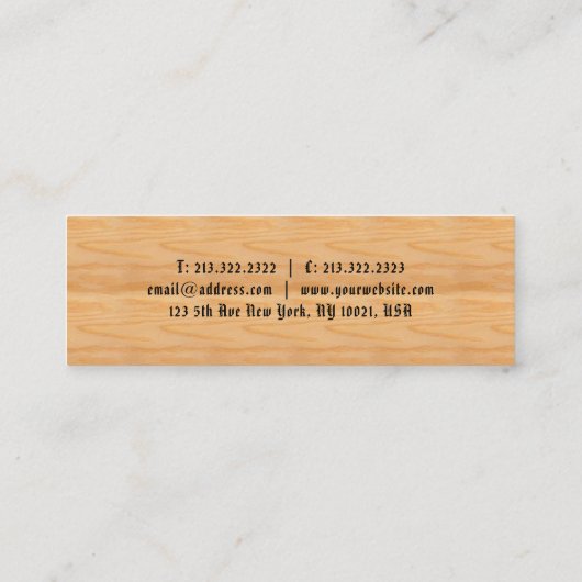 クラシック旧アメリカ文字ウッドルック手書き スキニー名刺 (裏面)