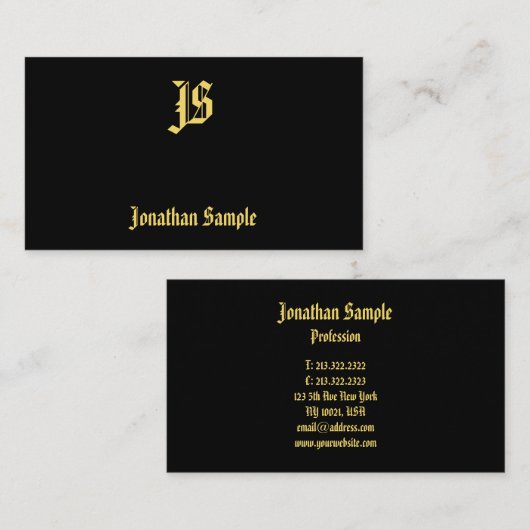 クラシック旧スタイル文字モノグラムエレガントテンプレート 名刺 (正面/裏面)