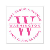 クラシック明るい赤紫色モノグラ結婚ム差出人住所 セルフインキングスタンプ (デザイン)