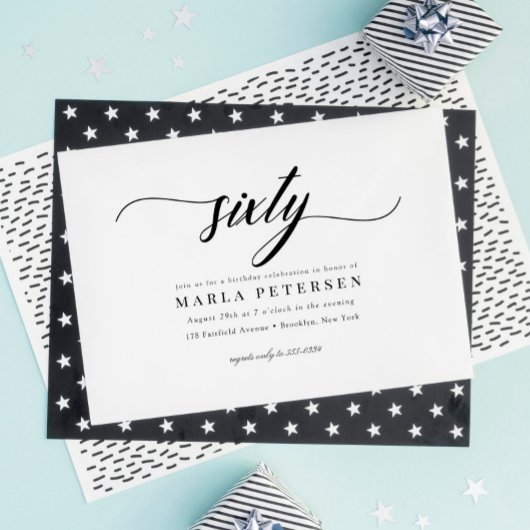 クラシック書エレガント道台本60誕生日 招待状