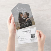 クラシック書エレガント道QRコード写真結婚の オールインワン招待状 (貼ってはがせる)