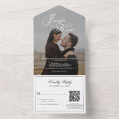 クラシック書エレガント道QRコード写真結婚の オールインワン招待状 (内側)