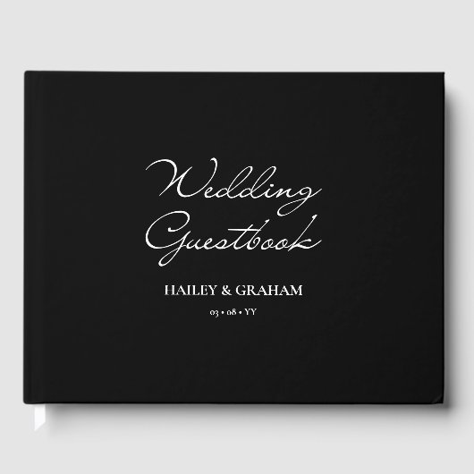 クラシック書ミニマル書ブラック結婚ズ ゲストブック (正面)