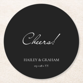 クラシック書ミニマル書ブラック結婚ズ ラウンドペーパーコースター