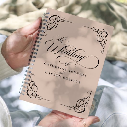 クラシック書モダン書ベージュ&ブラックスクリプト プランナー手帳