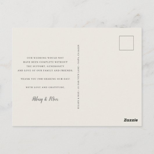 クラシック書跡の写結婚真ありがとう ポストカード (裏面)