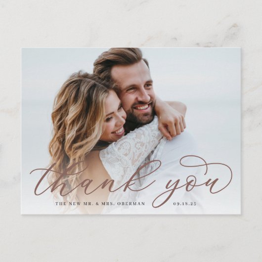 クラシック書跡の写結婚真ありがとう ポストカード (正面)