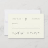 クラシック書道エレガントアイボリーウェディングRSVPカー 出欠カード (正面)