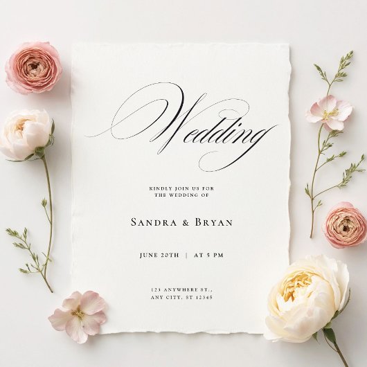 クラシック書道エレガントウェディング招待状 招待状