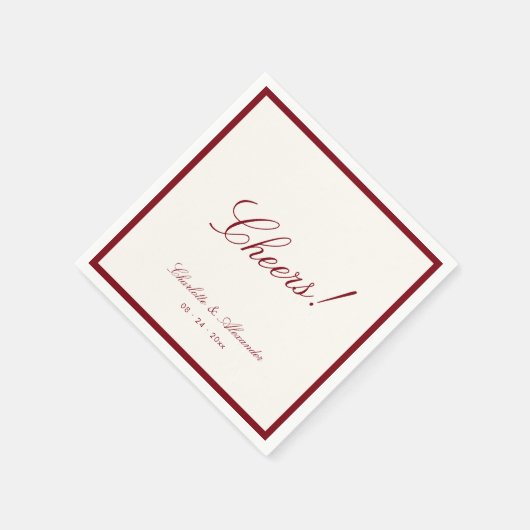 クラシック書道オールドマネー深いレッド結婚 スタンダードカクテルナプキン (角)