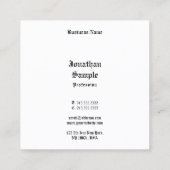 クラシック書道スクリプトレトロルック白黒 スクエア名刺 (裏面)