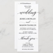 クラシック書道スクリプト結婚式 プログラム (正面/裏面)