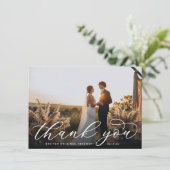 クラシック書道スクリプ結婚トの写真フラット サンキューカード (スタンド正面)