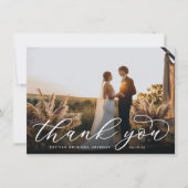 クラシック書道スクリプ結婚トの写真フラット サンキューカード (正面)