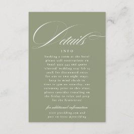 クラシック書道セージ緑結婚の詳細 エンクロージャーカード