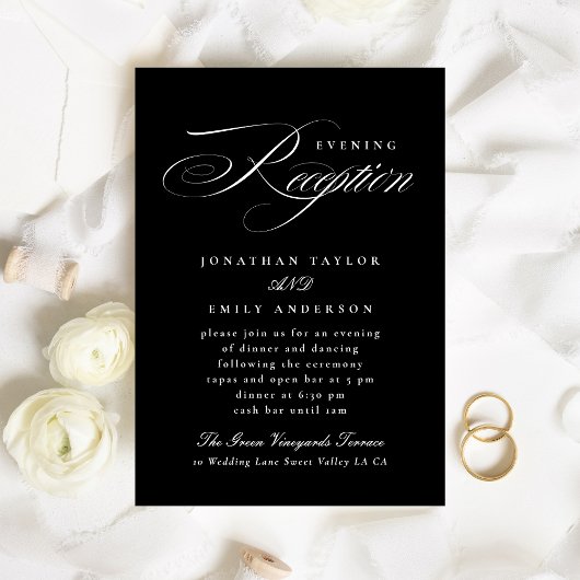 クラシック書道ブラックタイウェディングレセプション エンクロージャーカード