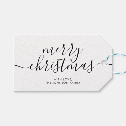 クラシック書道メリークリスマスホリデー ギフトタグ (正面(横))