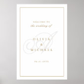 クラシック書道モノグラ結婚ム歓迎サイン ポスター (正面)