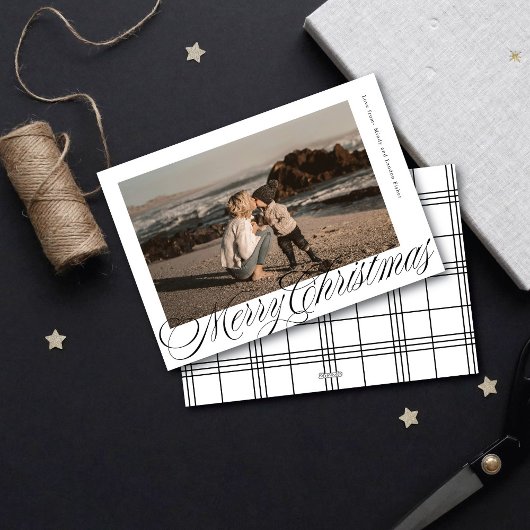 クラシック書道台本メリークリスマスフォト シーズンカード