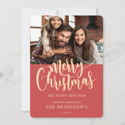 クラシック書道楽しいクリスマス写真 シーズンカード (正面)