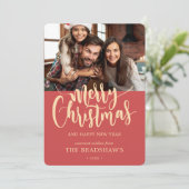 クラシック書道楽しいクリスマス写真 シーズンカード (スタンド正面)