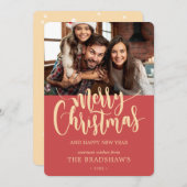 クラシック書道楽しいクリスマス写真 シーズンカード (正面/裏面)