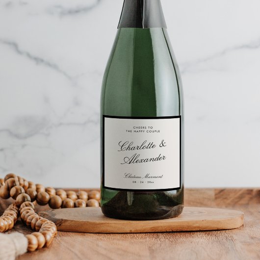 クラシック書道結婚古金 スパークリングワインラベル