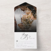 クラシック書道&ダークフォトエレガントな結婚式 オールインワン招待状 (内側)