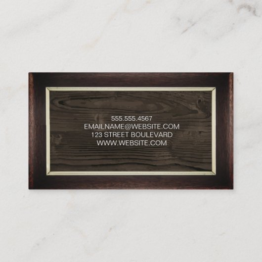 クラシック枠 |木目 |ヴィンテージ 名刺 (裏面)