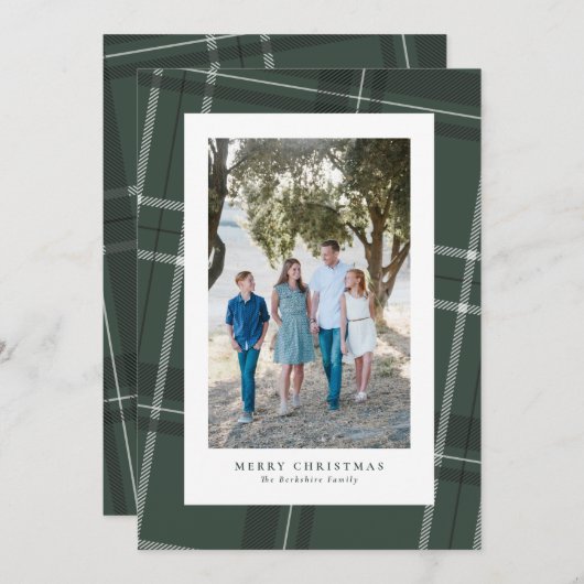 クラシック格子枠の緑の写真 シーズンカード (正面/裏面)