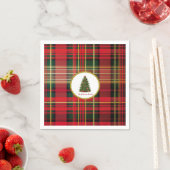 クラシック格子模様クリスマスツリー スタンダードカクテルナプキン (インサイチュ)