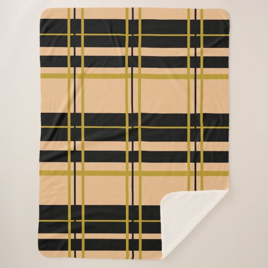 クラシック格子状ブラックバラ金ゴールドシェルパブランケット シェルパブランケット (正面)