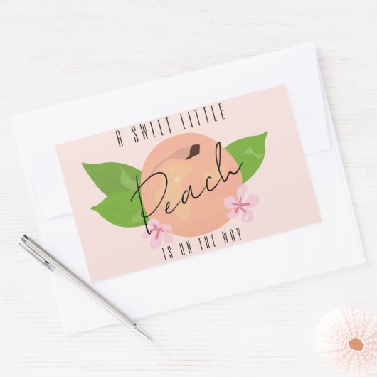 クラシック桃ミニマル赤ちゃんシャワー 長方形シール (封筒)