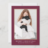 クラシック梅チェック柄メリークリスマスフォト シーズンカード (正面)