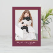 クラシック梅チェック柄メリークリスマスフォト シーズンカード (スタンド正面)