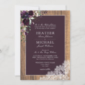 クラシック梅素朴紫の木結婚本 招待状 (正面)