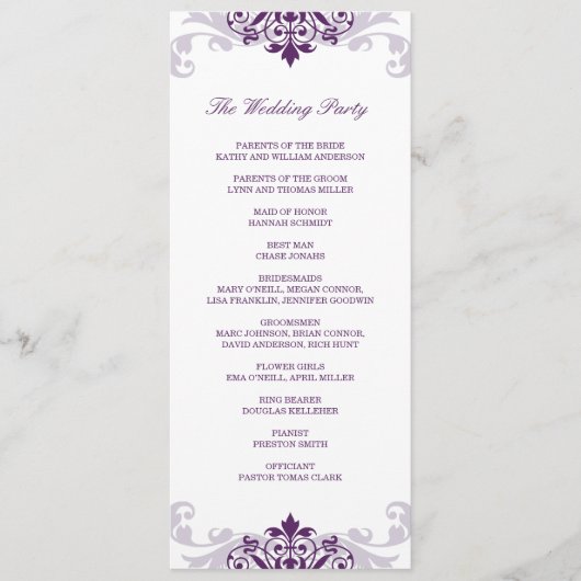 クラシック梅紫エレガント鉄工結婚の プログラム (正面)