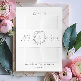 クラシック植物フローラ名&モノグラムクレスト 招待状ベリーバンド