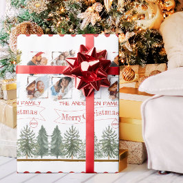 クラシック植物写真コラージメリークリスマス ラッピングペーパー