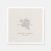 クラシック植物単線結婚体 スタンダードカクテルナプキン (正面)