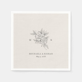 クラシック植物単線結婚体 スタンダードカクテルナプキン