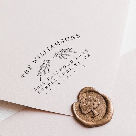 クラシック植物姓差出人住所 ラバースタンプ