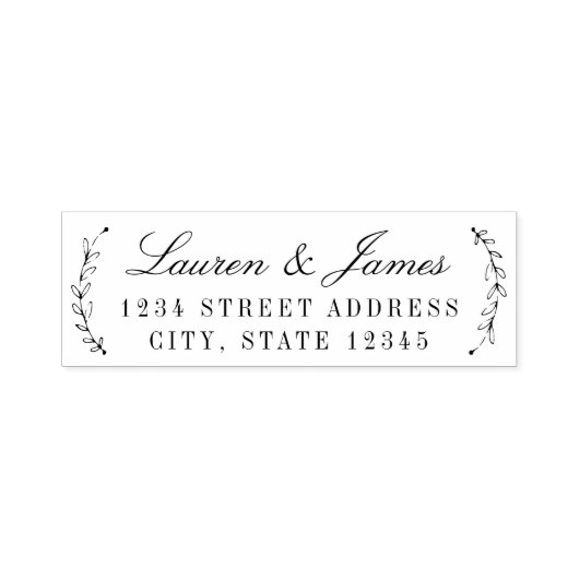 クラシック植物性カップル名結婚の住所 セルフインキングスタンプ (デザイン)