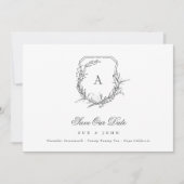 クラシック植物性フローラモノグラムの紋章の写真 セーブザデート (正面)