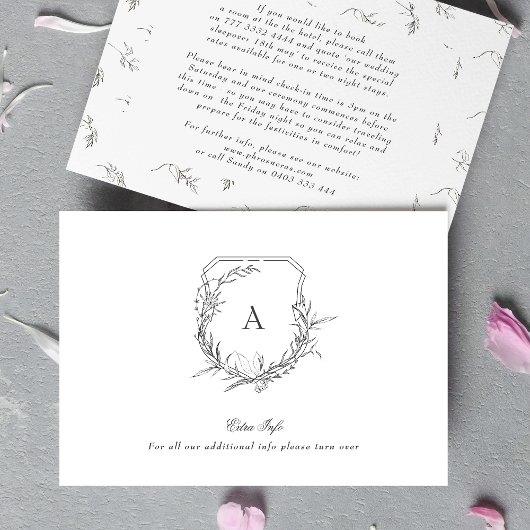 クラシック植物性モノグラムクレスト余分な情報詳細 エンクロージャーカード