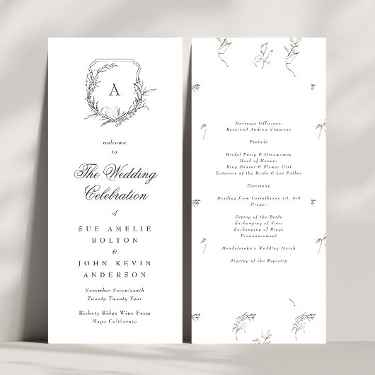 クラシック植物性モノグラム結婚クレスト プログラム