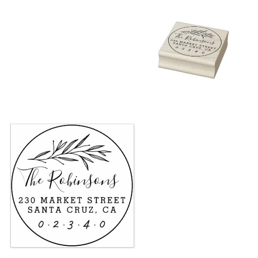 クラシック植物脚本名丸差出人住所 ラバースタンプ (押印)